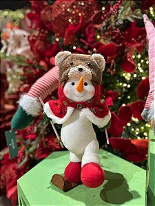 Enfeite Natal Pelúcia Boneco Esquiador 38cm