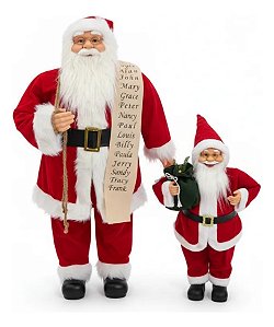 Kit Papai Noel Vermelho 90 cm + 45 cm Decoração Natalina
