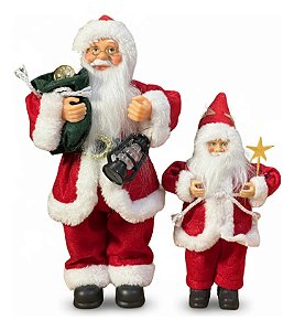 Kit Papai Noel Vermelho 30 cm + 20 cm Decoração Natalina