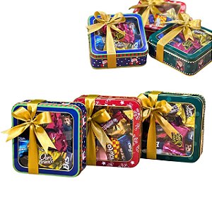 Kit 03un Latas Natalinas Vazias C/ Visor Decorada Presente