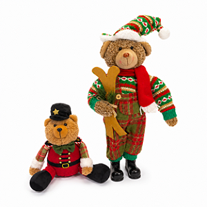 Kit 2 Ursos Natalinos 50cm e 25cm Decoração de Natal Premium