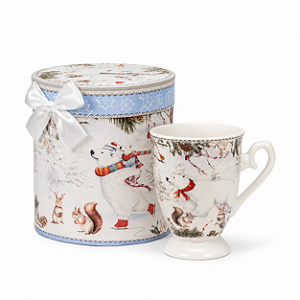 Xícara de Porcelana Decorativa Natal 300ml Lata Urso Polar