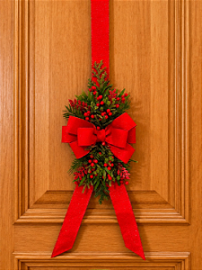 Arranjo Guirlanda Natal Pendente Porta Duplaface Escapulário Vermelho