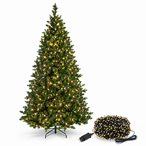 Árvore de Natal Iluminada 3,00m com 1500 Galhos Pé de Ferro + Pisca Estrobo 50m 1600 LEDs 320 Flash Branco Quente Bivolt