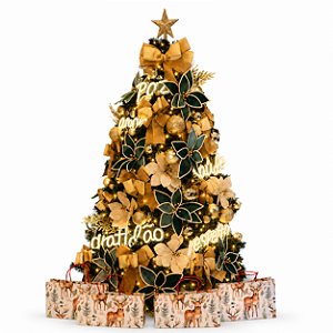 Árvore de Natal 1,80 Completa + Enfeites Verde Decorativos Pisca Led