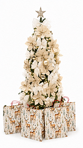 Árvore de Natal 1,80 Completa + Enfeites Branco e Champanhe Decorativos Pisca Led