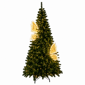 Árvore de Natal Iluminada 3,00mt 1500 Galhos Pisca Estrobo 1600 LEDs + 2 Borboletas LED Bivolt