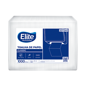 Papel Toalha Interfolhado Folha Simples Elite Classic C/1000