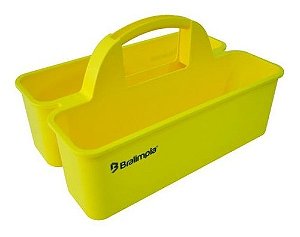 Cesto Funcional Organizador Amarelo Produtos Limpeza Bralimpia