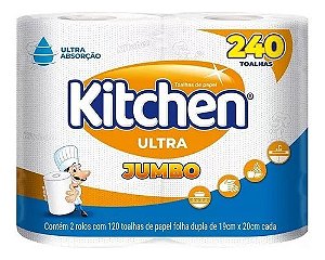 Papel Toalha Kitchen Ultra Jumbo Com 240 Folhas Cada