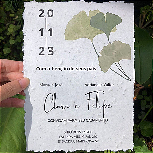 convite de casamento 14x19cm com borda irregular