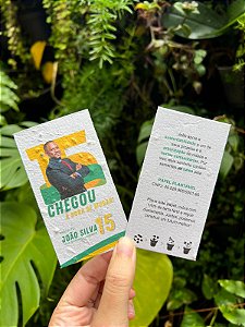 Santinho político 5.5x10cm em papel semente plantável