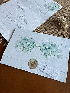 Convite de casamento 20x28cm com lacre de cera