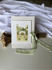 Convite de casamento 14x19cm com envelope e fita chiffon