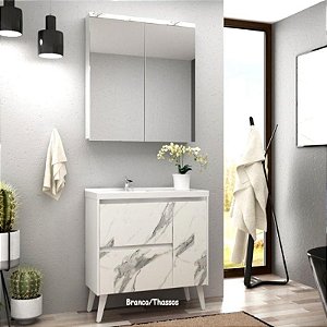 Kit de Banheiro Branco/Thassos 90cm Cewal