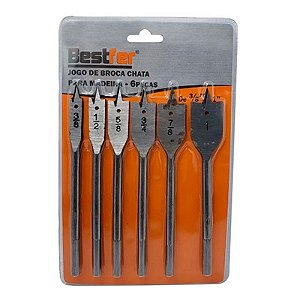 Jogo Brocas Chatas 3/8"-1" 6 Peças Bestfer