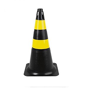 Cone Pvc Sinal Preto/Amarelo 70cm