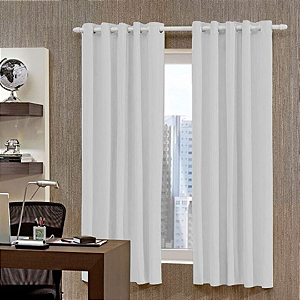 Cortina Corta Luz 2.60x2.30m Ilhos/branca/cinza Bella Janela