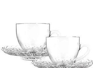 Conj. 2 Xicaras C/pires Vidro Plasvale