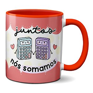Caneca Presente Calculadora Fofa Casal Juntos Nós Somamos
