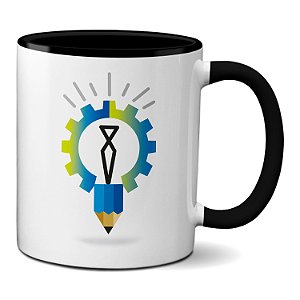 Caneca Presente Engenheiro Criativo Ideia Engrenagem e Lápis