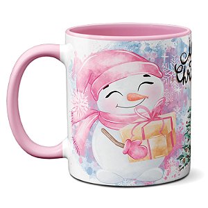 Caneca Fofa Boneco De Neve Merry Christmas Papai Noel