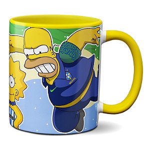 Caneca Homer Lisa Simpsons O Hexa É Nosso! Pra Cima Brasil!
