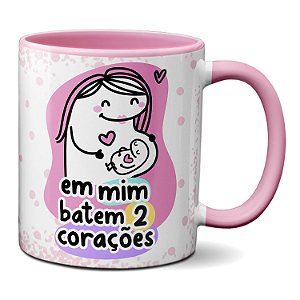 Caneca Flork Presente Feliz Dia das Mães 2 Corações