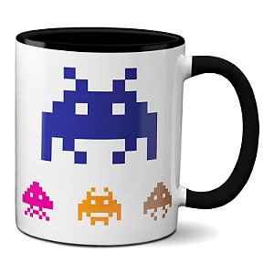 Caneca Space Invaders Presente Gamer Criativo Retrô