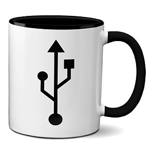 Caneca Símbolo Conexão USB Presente Geek Nerd Criativo