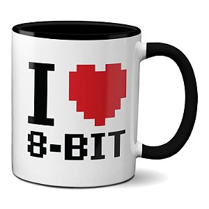 Caneca Geek Nerd I Love 8-Bit Presente Xícara Criativa