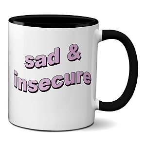 Caneca Engraçada Triste e Insegura Xícara Presente Criativo