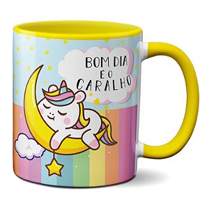 Caneca Engraçada Bom dia É o Caralho Unicórnio Indelicado