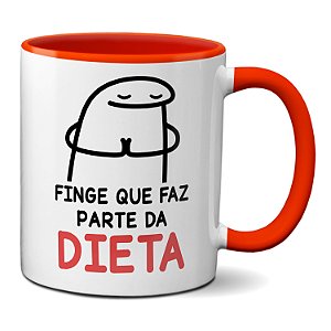 Caneca Flork Meme Frase Engraçada Finge Parte Parte da Dieta