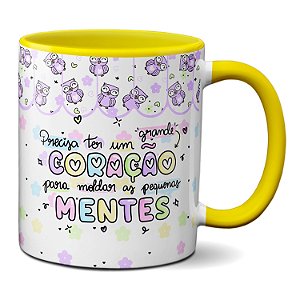 Caneca Professor Grande Coração Para Moldar Pequenas Mentes
