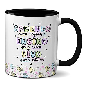 Caneca Presente Professor Aprendo Ensino Vivo Para Educar