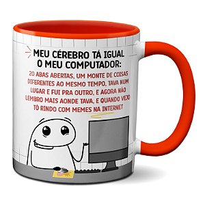 Caneca Flork Divertida Meu Cérebro Tá Igual Meu Computador
