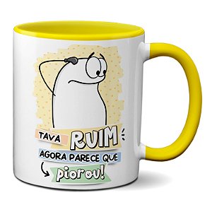 Caneca Flork Meme Pensaram Que eu Estava Na Pior