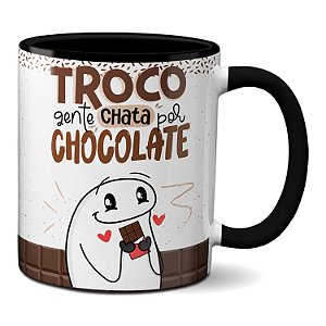 Caneca Flork Divertida Troco Gente Chata Por Chocolate
