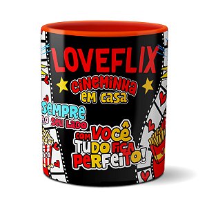 Caneca Namorados Loveflix Com Você Tudo Fica Perfeito!