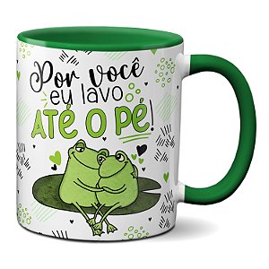Caneca Sapinhos Por Você Eu Lavo Até O Pé Presente Sapo Fofo
