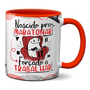 Caneca Flork Nascido Para Maratonar Forçado A Trabalhar