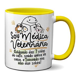 Caneca Veterinária Cuidando De 7 Vidas Amiga Da Onça Sem Dar Zebra
