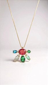 Colar Gota Cristal e Navete Rubelita