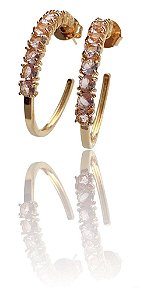Brinco Argola Pedras Rosa Cristal