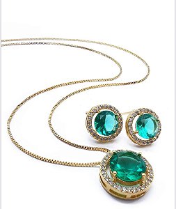 Conjunto Redondo Cristal com Zircônia