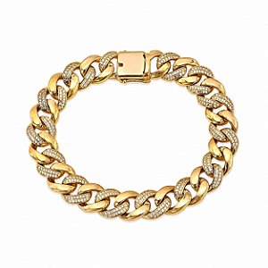 Pulseira Elo Cravejado e Liso