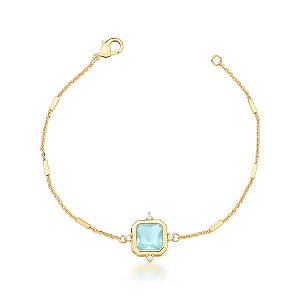 Pulseira Cristal Quadrado Água Marinha