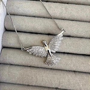 Colar Espírito Santo Banhado a Ródio Branco