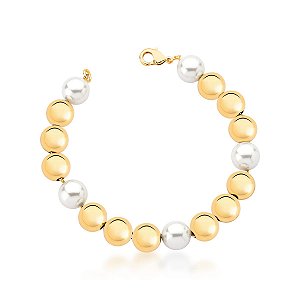 Pulseira Bolas Lisas 5 Pérolas